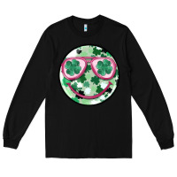Black st patrick's smiley Long Sleeve Tee - MaliasSmallBusiness
