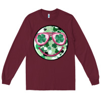 Burgundy st patrick's smiley Long Sleeve Tee - MaliasSmallBusiness