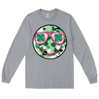 Heather Grey st patrick's smiley Long Sleeve Tee - MaliasSmallBusiness