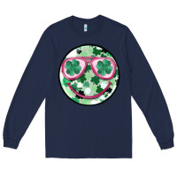 Navy st patrick's smiley Long Sleeve Tee - MaliasSmallBusiness