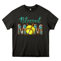 Western Blessed Mom With Softball Heavy Core Tee | Teevron