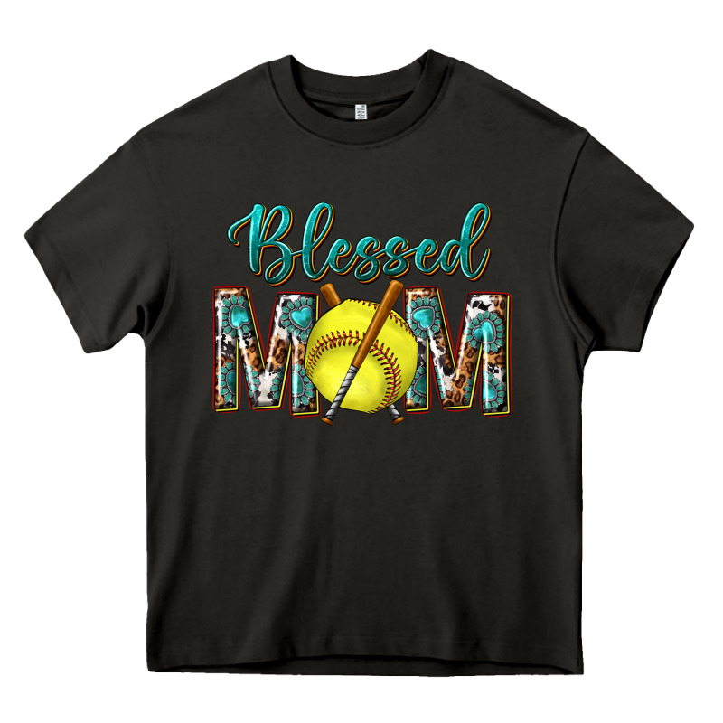 Western Blessed Mom With Softball Heavy Core Tee by texasbilliewilder | Teevron