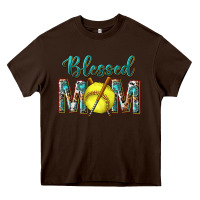 Chocolate Brown western blessed mom with softball Heavy Core Tee - texasbilliewilder