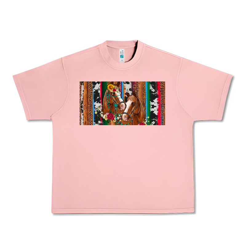 Western Horses Gemstone Horse Cowhide Leopard Floral Background Licens Urban Heavy Tee by Artiststas | Teevron