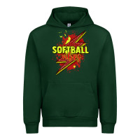 Forest Green Softball vibes lightning bolt Urban Hoodie - HowdyJamesFarm