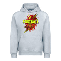 Heather Grey Softball vibes lightning bolt Urban Hoodie - HowdyJamesFarm