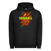 Pigment Black Softball vibes lightning bolt Urban Hoodie - HowdyJamesFarm