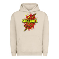 Pigment French Oak Softball vibes lightning bolt Urban Hoodie - HowdyJamesFarm