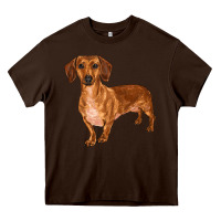 Chocolate Brown dachshund Heavy Core Tee - RanaPortraitStore