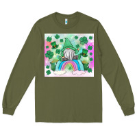 Army Green st patrick's gnome Long Sleeve Tee - MaliasSmallBusiness