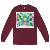 Burgundy st patrick's gnome Long Sleeve Tee - MaliasSmallBusiness