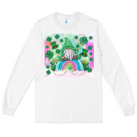 White st patrick's gnome Long Sleeve Tee - MaliasSmallBusiness