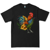 Black rooster with sunflowers Premium Tee - RanaPortraitStore