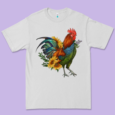 Rooster With Sunflowers Premium Tee Designed By Ranaportraitstore