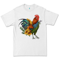 White rooster with sunflowers Premium Tee - RanaPortraitStore
