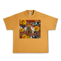 Peanut Butter western horse with sunflowers and aztec leopard cowhide Urban Heavy Tee - Artiststas