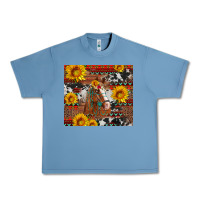 Pebble Blue western horse with sunflowers and aztec leopard cowhide Urban Heavy Tee - Artiststas