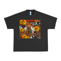 Pigment Black western horse with sunflowers and aztec leopard cowhide Urban Heavy Tee - Artiststas