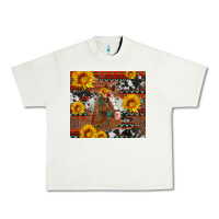 Pistachio western horse with sunflowers and aztec leopard cowhide Urban Heavy Tee - Artiststas