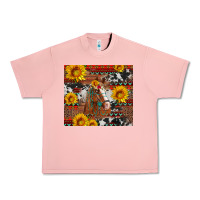 Salmon western horse with sunflowers and aztec leopard cowhide Urban Heavy Tee - Artiststas