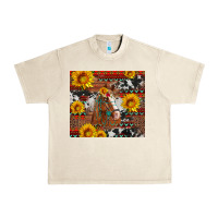 Sandshell western horse with sunflowers and aztec leopard cowhide Urban Heavy Tee - Artiststas