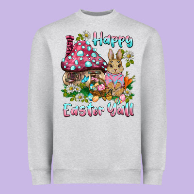 Happy Easter Y'all Rabbit Heavyweight Sweatshirt Designed By Barkaloodesign