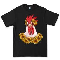 Black rooster head with sunflowers Premium Tee - RanaPortraitStore