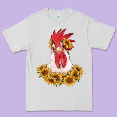 Rooster Head With Sunflowers Premium Tee Designed By Ranaportraitstore