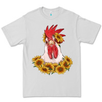 Dove Grey rooster head with sunflowers Premium Tee - RanaPortraitStore