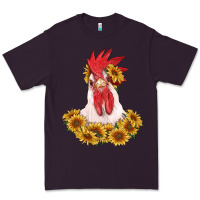 Plum rooster head with sunflowers Premium Tee - RanaPortraitStore