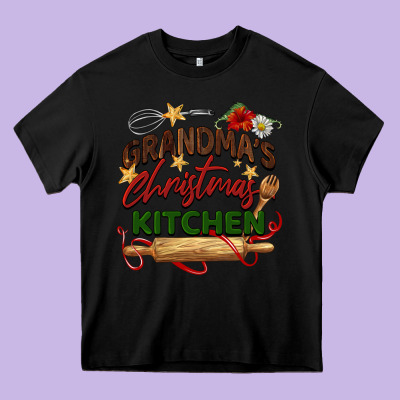Grandma's Christmas Kitchen Heavy Core Tee Designed By Barkaloodesign
