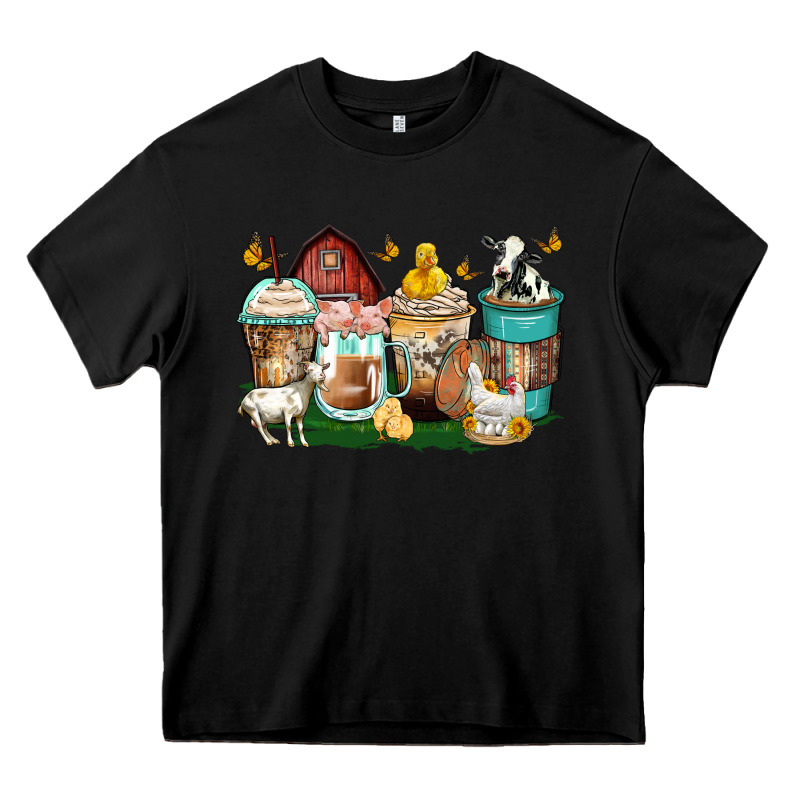 Farm Animals Coffee Cups Heavy Core Tee by Zillion Design Studio | Teevron