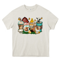 Cream farm animals coffee cups Heavy Core Tee - Zillion Design Studio