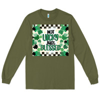 Army Green not lucky just blessed Long Sleeve Tee - MaliasSmallBusiness