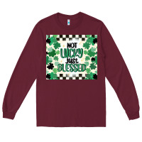 Burgundy not lucky just blessed Long Sleeve Tee - MaliasSmallBusiness