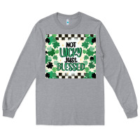 Heather Grey not lucky just blessed Long Sleeve Tee - MaliasSmallBusiness