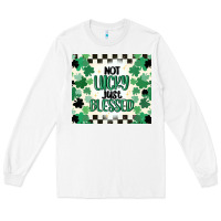 White not lucky just blessed Long Sleeve Tee - MaliasSmallBusiness