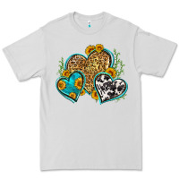 Dove Grey leopard cowhide hearts Premium Tee - Zillion Design Studio
