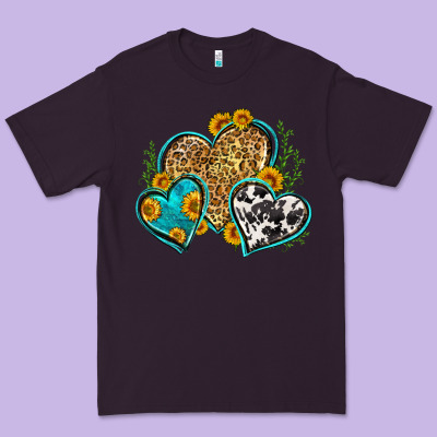Leopard Cowhide Hearts Premium Tee Designed By Zillion Design Studio