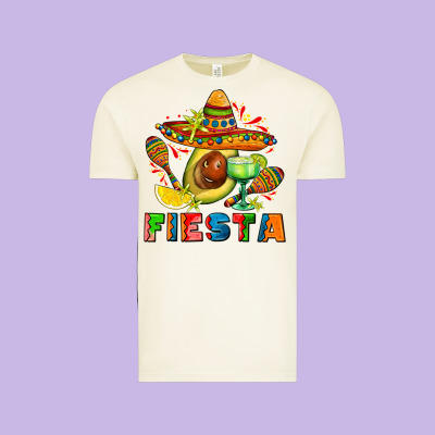 Fıesta With Avocado And Sombrero Vintage Tee Designed By Adodesignshop