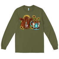 Army Green sunflower coffee cup red angus gemstone Long Sleeve Tee - JahusDesignShop