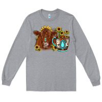 Heather Grey sunflower coffee cup red angus gemstone Long Sleeve Tee - JahusDesignShop