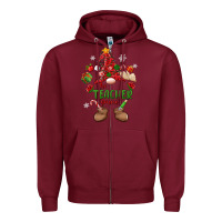 Burgundy the teacher gnome christmas Zipper Hoodie - MaliasSmallBusiness