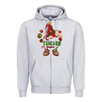Heather Grey the teacher gnome christmas Zipper Hoodie - MaliasSmallBusiness