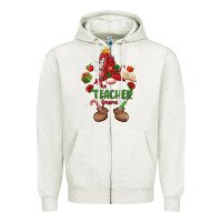 Oatmeal Heather the teacher gnome christmas Zipper Hoodie - MaliasSmallBusiness