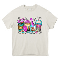 Cream eyelash coffee cups Heavy Core Tee - Zillion Design Studio