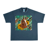 Midnight Navy western horse with gemstone and sunflower Urban Heavy Tee - Artiststas