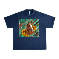 Navy western horse with gemstone and sunflower Urban Heavy Tee - Artiststas