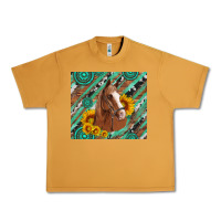 Peanut Butter western horse with gemstone and sunflower Urban Heavy Tee - Artiststas