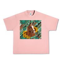 Salmon western horse with gemstone and sunflower Urban Heavy Tee - Artiststas